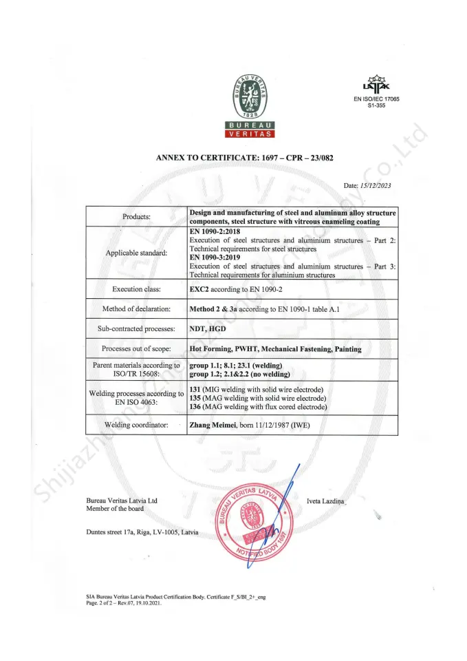 Center Enamel CE certification for industrial tank products and bolted storage tank components